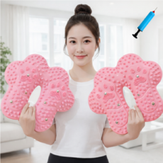 아크배라 에어 발지압 스텝퍼 홈트 하체운동 발마사지 지압매트, 핑크