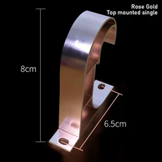 1Pcs 단일 더블 교수형 커튼 막대 브래킷 알루미늄 합금 고정 클립 행거 후크 가구 하드웨어 크로스바 지원, 07 RoseGold-Top mounted, 1개