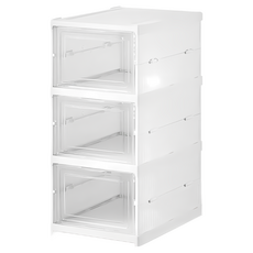 免安裝折疊透明鞋盒，一體式大容量鞋子收納盒，摺疊鞋櫃，適用各種鞋款【SN0829】, 1個, 01.三層-免安裝鞋櫃