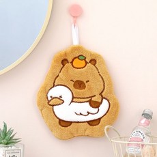 黃油小熊擦手巾掛式廚房浴室吸水速幹毛巾ins兒童手帕抹布不掉毛, 1個, 【卡皮巴拉】