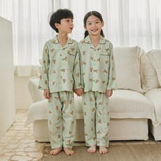 원더풀라이프 국산 공용 아동 주니어 슈크림 긴팔 상하 잠옷 세트