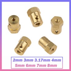 5pcs 2/3.17/3/4/5/6/7/8mm 황동 육각 모터 드라이브 샤프트 조인트 변속기 커플링 커플러 커넥터 Rc용, 01 2mm