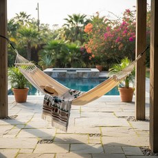 공템 우드바 캠핑 해먹 190X150CM 아이보리 경량해먹 보헤미안 캠핑장