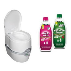 【海夫健康生活館】Porta Potti Excellence 豪華型 電動泵攜帶型沖水馬桶 清潔劑 分解劑, 白色