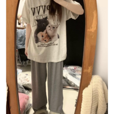 오베테 캣츠 빈티지 오버핏 파자마 세트