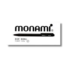 모나미 트리피스 삼각 볼펜 0.7mm, 블랙, 12개