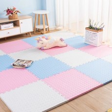 국민매트 매트시공 거실 칼라 놀이방 바닥, B. 화이트+라이트 핑크+라이트 블루테두리