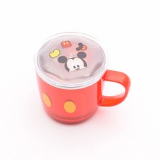 디즈니 미키 투명 논슬립 스텐 뚜껑컵, 225ml, 1개, 빨강