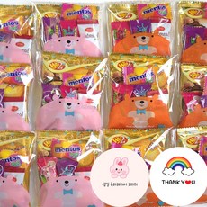 달곰토끼 어린이집 생일 답례품 미니 간식 꾸러미 구디백 선물 단체 간식 학교 회사 교회 판촉 간식 행사-보타이 곰돌이, 1세트, 핑크 구디백 10개 + 스티커 2p (각 10개)