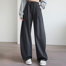 스토리원 WM-FWBT050 남녀공용 레더라벨 일반/기모/양털 와이드 트레이닝 팬츠