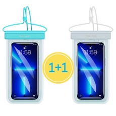 리빙루트 휴대폰 방수팩 IPX8 스마트폰 방수케이스, 1세트, 화이트+민트