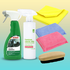 소낙스 실내 크리너 자동차 가죽 시트 세차 내부 대시보드 냄새 세정제 세차 클리너, 01 브러시(돼지털) 어플 타월 세트, 1개, 500ml