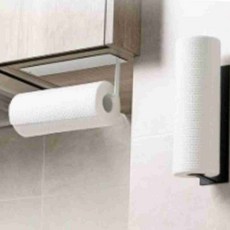 다용도 종이타올 벽부착 거치대 주방용타올홀더, 접착식 다용도 키친타올걸이 블랙