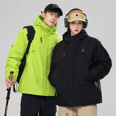 情侶款加絨衝鋒衣 - 戶外加厚防風防水棉衣運動外套, 4XL, 黑色