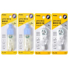 더주니 프린텍 글루핏 펜타입 노크식 풀테이프 본품 리필 세트 6mm x 6M, 1세트, 옐로우 2개 + 리필 2개