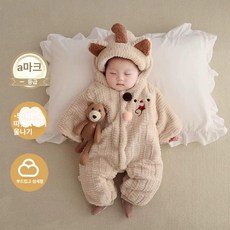 겨울옷 귀여운 곰돌이 아우터 외출용 따뜻한 겨울용, 90 15개월12kg, 1개, 카키 인조 토끼털 두꺼운