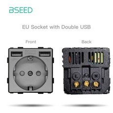 BSEED 벽 조명 기능 TV 소켓 패널 유리 부품 스위치 CAT5 EU 콘센트 전원 DIY 회색 USB, 220V용, USB Socket Part
