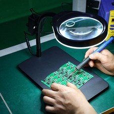 탁상용 LED 확대경 루페 탁상형 램프 렌즈 작업 정밀, 화이트 PD97S