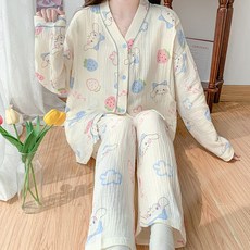 100% 순면 봄여름 이중 거즈 산후조리 세트 임산부 잠옷 여 수유복