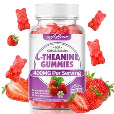 및 소프트베어 L-테아닌 400mg 구미 애쉬와간다가 함유된 보충제 로 진정 이완, Strawberry, 60 Count (Pack of 1), 60