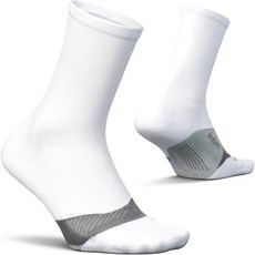 Feetures 엘리트 라이트 쿠션 미니 크루 양말 - 집중 압박 스포츠, Large, New White, 1개
