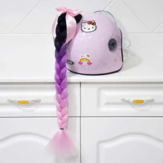 도착 오토바이 헬멧 머리띠 여자 Decors 타기 스키 대한 가발 빨판과 점보 포니 테일, 22 1pc C5(No helmet)