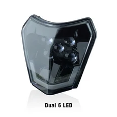 PowerZone 바이크 오토바이 LED 헤드 라이트 전조등 Supermoto 페어링 KTM EXC SXF MX 먼지 자전거 Enduro, 03 Dual 6 LED, 1개