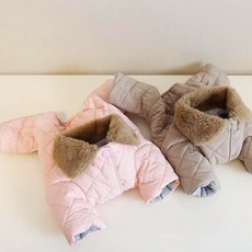 강아지 올인원 패딩 누빔 체크 베리 골덴 오리털 5종, 1개, 누빔올인원 핑크