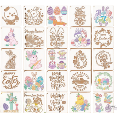 제고비 봄 토끼 아트 DIY 인테리어 홈데코 공예 스텐실 도안 25종 부활절 데코 디자인, 1세트(25pcs)