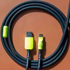파카이 2미터 초고속 충전 실리콘 케이블 USB to C, 1개, 블랙&옐로우, 2m