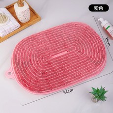 NBZH硅膠一體成型沐浴墊浴室洗腳墊搓澡墊超大吸盤防滑墊懶人搓背神器, 1個, 1個裝, 超大懶人搓澡神器【540*355】粉:如圖