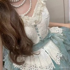 魔女集市 短裙款杏樹Lolita 洛麗塔 吊帶jsk 漸變綠 優雅成人禮