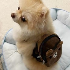 반려동물 백팩 1개 강아지 이중 어깨 백 소형견용 외출 견인 백 간식 보관 백, 갈색