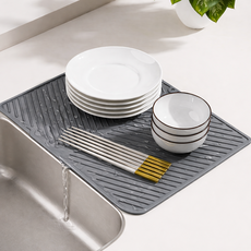 매일픽 특대형 물빠짐 간편세척 실리콘 식기 건조매트, 1개, 그레이, 1단