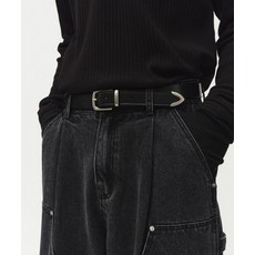 [미나브] 스퀘어 라인 리얼 레더 벨트 [블랙]