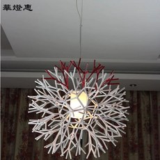 華燈惠 珊瑚吊燈 北歐現代簡約風 客廳餐廳臥室適用 直徑60公分, 白紅