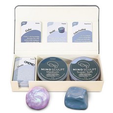 Mindsight MindSculpt Mindfulness 카드 + 테라피 퍼티 키트 (52가지 가이드 운동) - 실리콘 통 2개(슈퍼 소프트 미디엄 각 85g(3온스) 스트