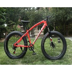 광폭타이어 팻자전거 바퀴큰 경량 타이어 펫자전거, 26inch, 7단, 네온레드 26인치