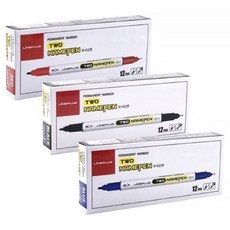 라인프러스 투네임펜 12자루 트윈 유성펜 2가지 굵기 문구용품 필기구 사무용품, 흑색 12자루, 흑색 12자루