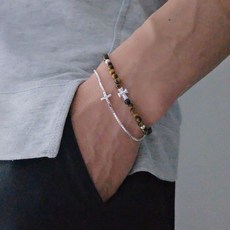 이스테리 남자 실버925 십자가 은팔찌 커플팔찌 19CM