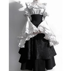 可可裏萬聖節服裝 闇黑哥特風洛麗塔Lolita半身裙長裙襯衫姬袖華麗優雅潮流