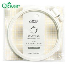 Clover可樂牌12cm刺繡框 日本製造 鎖頭設計 繡花繃 壓線框 刺繡工具, 1個, 乳白 57-262