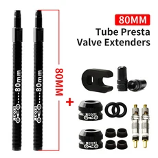 MUQZI 2PCS Presta 밸브 익스텐더 50mm 자전거 Clincher 타이어 탈착식 코어 렌치가있는 내부 튜브 확장, 80mm Set vable 4, 1개