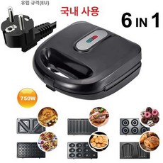 6in1 샌드위치 와플 메이커 토스트 파니니 토스트기, 6-in-1 중국용, 기본 색상