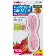 Petio日本製寵物潔牙骨玩具S/M，耐咬潔牙，日本製造安心選購, 1個, 完熟草莓風味,S