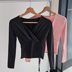 러블리 랩 긴팔 스트링 슬리브 요가복 필라테스복 상의