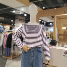 (플라스틱아일랜드)스퀘어넥 스트라이프 티셔츠 CL266PP1