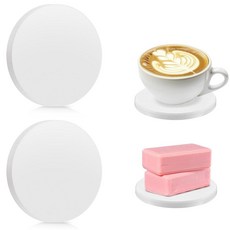 Prasacco 수분 흡수 규조토 컵받침 2팩 싱크대용 수분 흡수 스톤 트레이 규조토 주방 비누 접시 욕실 트레이 빠른 건조 스톤 비누 접시 손 비누 컵용(원형), Prasacco 수분 흡수 규조토 컵받침 2팩, 싱크대