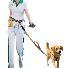 패피퍼피 대형견 리드줄 벨트형 풉백 3종셋트 핸즈프리, 베이지, 1개