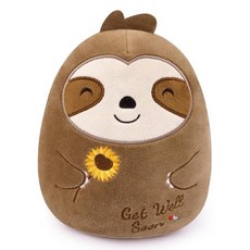 해외 LSYDCARM 검은 고양이 플러시 20.3cm8인치 Get Well Soon 봉제 인형 기분 더 나은 선물 어린이 여성을 위한 좋은 귀여운 포옹 가능한 새끼 베개 수술, 갈색 나무늘보.